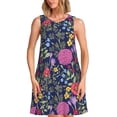 thumbnail image 1 of Vsdgher Robes d'Été à Imprimé Floral pour Femmes Robe de Plage Décontractée Sans Manches Robe d'Été Ample avec Poche, 1 of 7