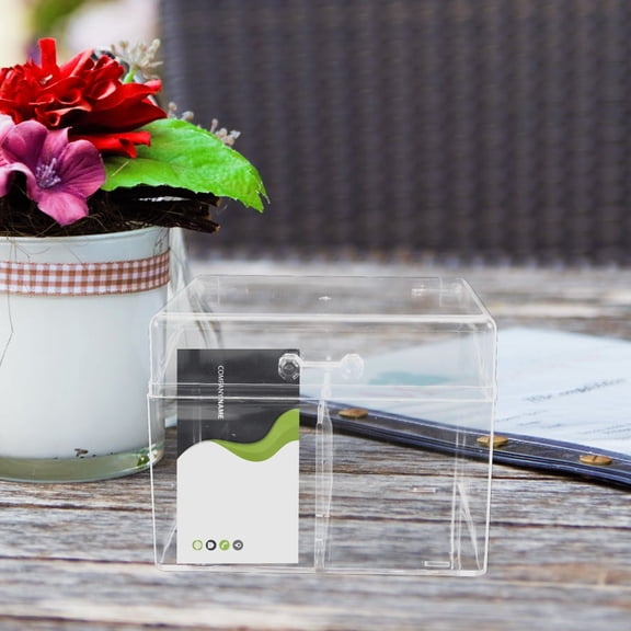 Luxshiny Transparent Acrylic Name Card Box 1 Pack, Small Storage Organizer for Adults, Business Card Holder
