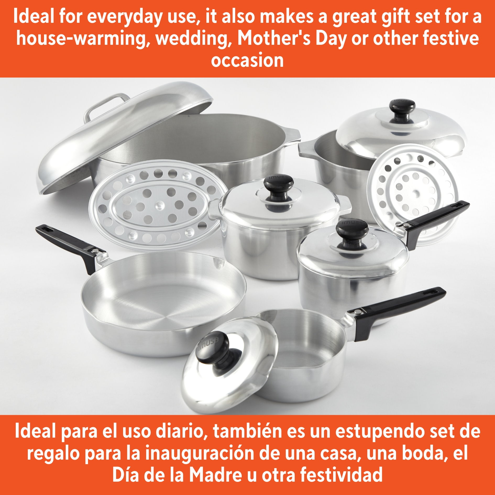 IMUSA 13pc H. Cajun Cast Aluminum Cookware Set