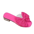 thumbnail image 2 of HNMKIU Women's Sandals Elegant Square Toe Slides with Bow Detail Comfortable Mid Heel Style for Women with Wide Feet Option Beach Shoes Hot Pink,6.5, 2 of 5