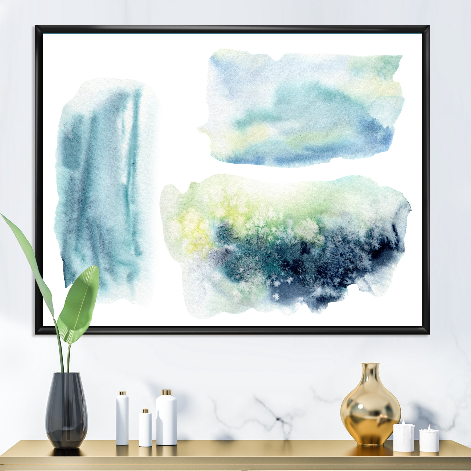 Designart 'Abstract Clouds Underwater' Modern Framed Canvas Wall Art Print