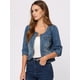 thumbnail image 4 of Allegra K Chaqueta de mezclilla sin cuello para mujer Chaquetas de mezclilla de manga 3/4 Azul XL, 4 of 6