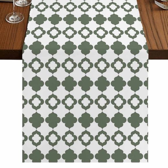 Table Runners 70 Inches Long Dress Scarves, Vintage Bohemia Farmhouse Coffee/Dining/Kitchen Table Decor, Holiday Table Runner, Minimalist Abstract Geometric Art Green 13x70 Inch