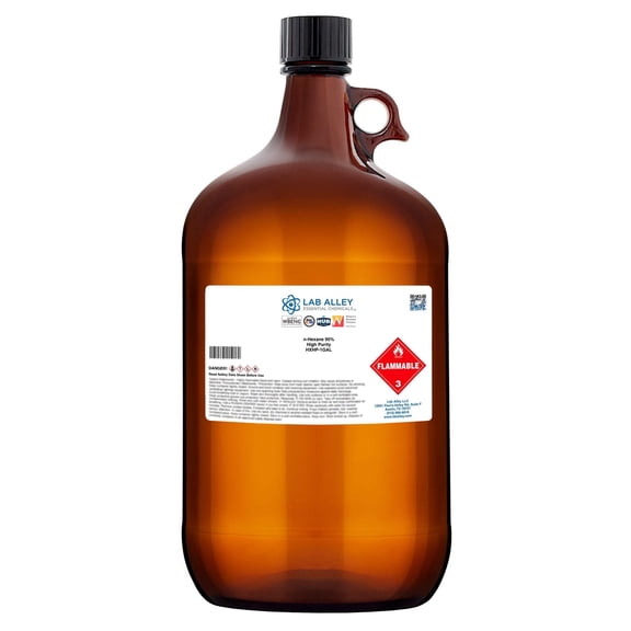Lab Alley n-Hexane Chemical Solvent, 95% High Purity Grade, 1 Gallon