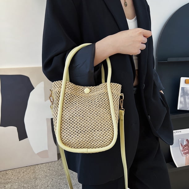 Bandolera De Paja Para Mujer, Hecha A Mano, De Ratán, Con