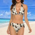 thumbnail image 4 of NICKSUN Women's Bikini Sets, Cute Print Two Piece Bathing Suits Sexy Halter Padded Bikini Swimsuits, 4 of 6