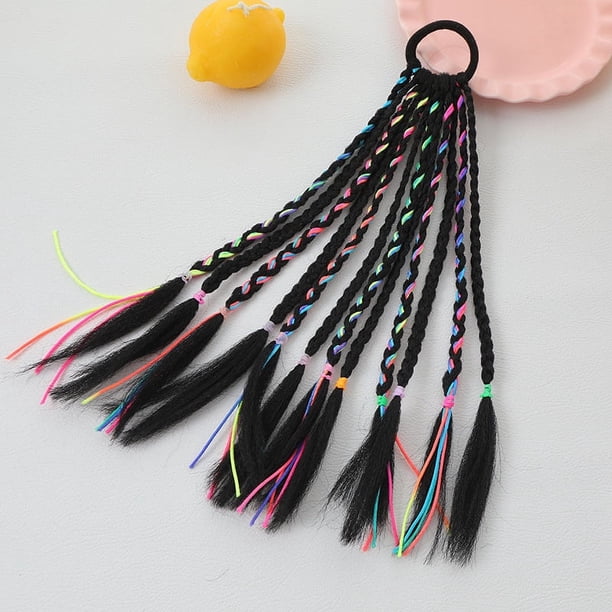 Zhuge Extensiones de cabello trenzado para postizos trenzados con bandas de goma Extensiones de cola de caballo trenzada larga Lazos para accesorios para el cabello de cosplay - B03