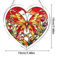 thumbnail image 2 of Yangka Heart Shaped Red Orange Butterfly Acrylic Puzzle Suncatcher, Floral Stained Glass Style Window Hanging, Bright Home And Garden Ornament, 2 of 7