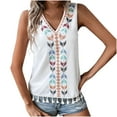 thumbnail image 2 of Royisotas Summer Women's Tank Tops White Sleeveless Casual Womens Camisoles Tassels Solid Color V-Neck Embroidery Women's Tanks & Camis, 2 of 4