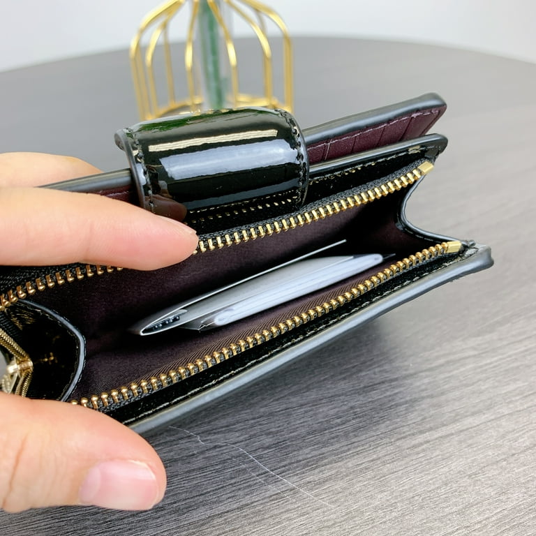 Coach CV414 Medium Corner Zip Wallet In Signature Leather IN BLACK