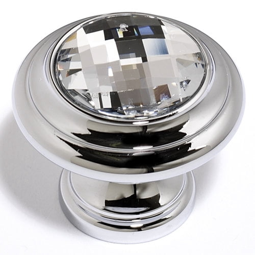 Alno Crystal Round Knob - Clear / Polished Antique