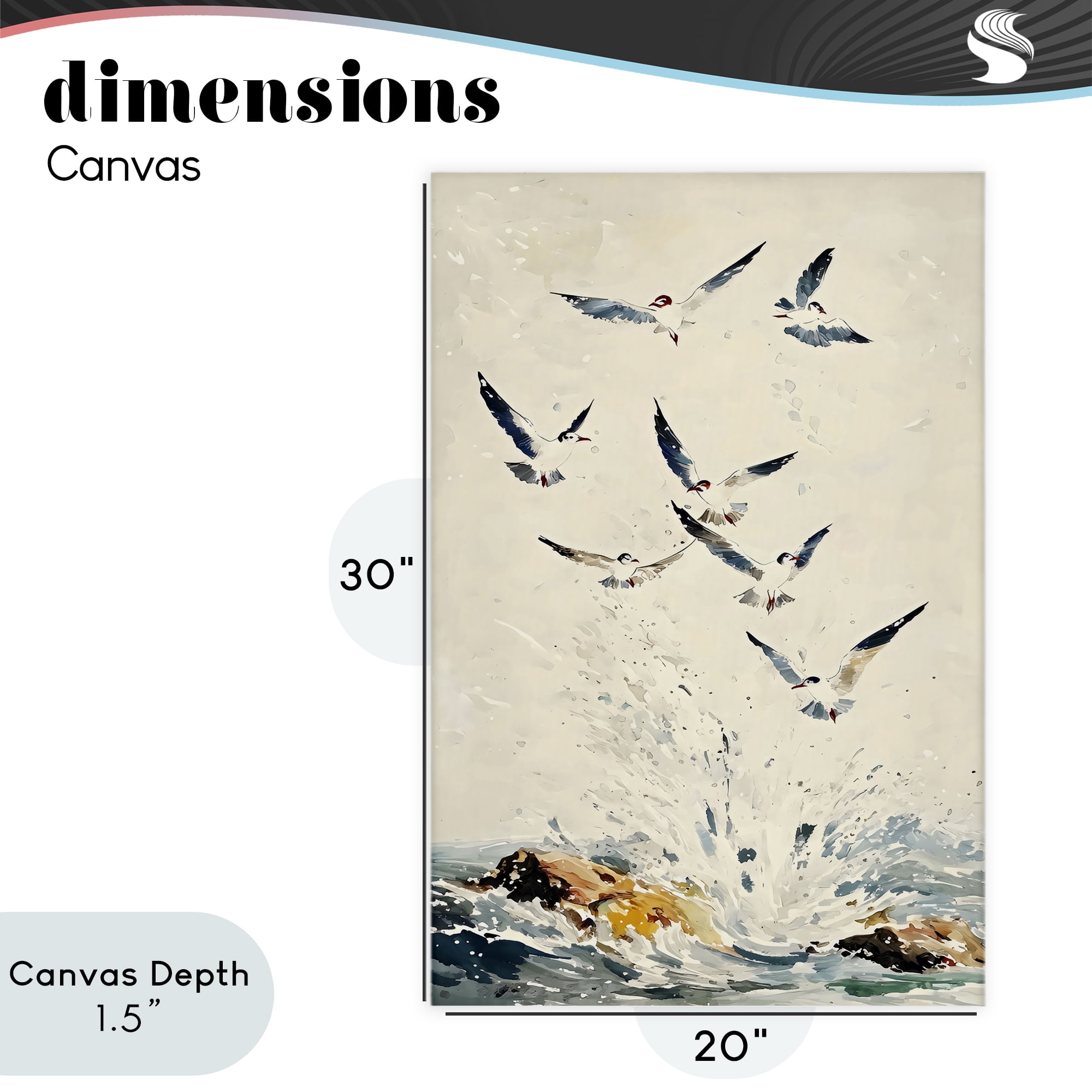 Stupell Industries Waves of Seagulls over Rocks Canvas Wall Art, design by Creative Studio