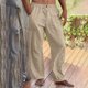 thumbnail image 5 of Pantalones Casuales de Color Sólido de Verano de Moda Mezcla de Lino de Poliéster para Hombres, 5 of 9