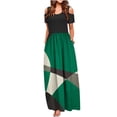 thumbnail image 1 of SMihono Robe Maxi Bohème d'Été pour Femmes Grande Taille Mode Décontractée Manches Courtes Épaules Dénudées Imprimé Col Rond Robe de Plage, 1 of 4