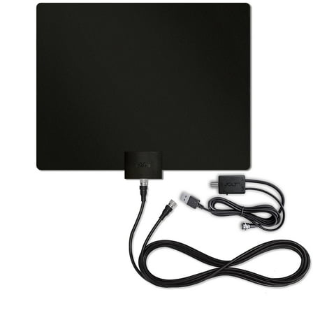 Mohu Leaf 50 Amplified Indoor HDTV Antenna w/ Jolt Switch In-Line Amplifier and 12 Ft. Coaxial Cable