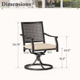 thumbnail image 4 of SUMMIT LIVING 2-Piece Outdoor Patio Dining Swivel Chairs, Large Metal Steel Armchairs ( Weight Capacity 350 lbs) with Cushions, Black & Brown, 4 of 11