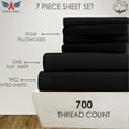 thumbnail image 3 of 7-PC Split King Sheet Set for Adjustable Bed - (Extra Pillowcases) 700-Thread-Count 100% Egyptian Cotton, Sateen Weave - Long Staple 700TC Cotton, 18-Inches Deep Pockets - Black, 3 of 7