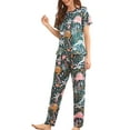 thumbnail image 2 of Innerwin Pajamas Set Plaid Printed Ladies Sleepwear Home Color Block Basic Nightwear Botanical Garden S, 2 of 3