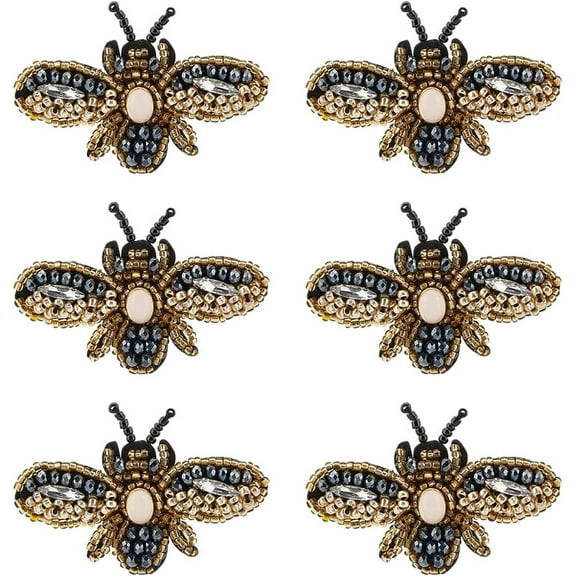 6pc 6pcs Delicate Beaded Little Bees Applique Patch Embroidered Badge Patch Sew On Patches DIY Decorative Patches Applique Patch for Dress Jeans Jackets Handbag Clothing
