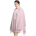 thumbnail image 5 of EASE LEAP Winter Scarfs for Women Wool Pashmina Shawls and Wraps Elegant Cashmere Scarves Large Stylish Warm Blanket 78"x27"( Pink ), 5 of 7