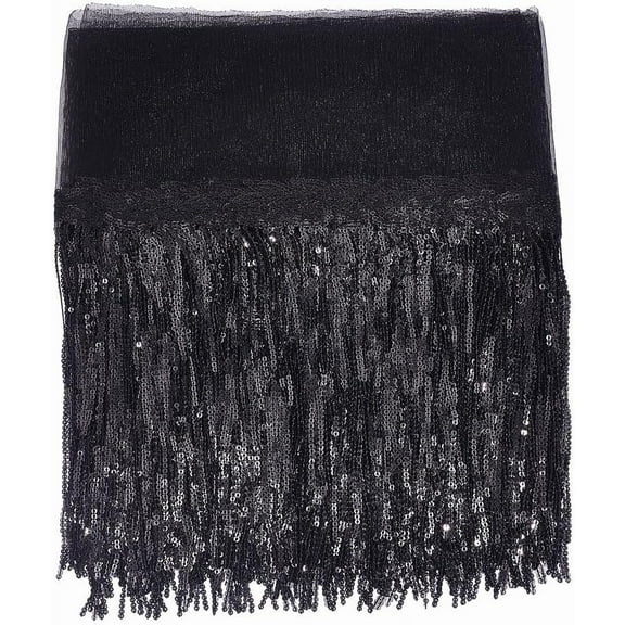 1 Set 5 Yards Encryption Sequins Lace Tassel Fringe Trim 12.6Inch Black Polyester Sequin Mesh Tassel Trim Sparkle Sewing Fringe Embellishment for Dance Stage Costume Dress DIY Crafts Home Decor