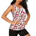 thumbnail image 2 of Xecao Cherry_1 print women's scoop neck, loose-fit workout tank tops for the gym., 2 of 9