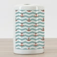 thumbnail image 3 of Anchor Ceramic Toothbrush Holder, Simple Pattern Anchor Stripe Art Welcoming Wavy Water Tiled Surface, Decorative Versatile Countertop for Bathroom, 4.5" X 2.7", Turquoise Red, by Ambesonne, 3 of 4