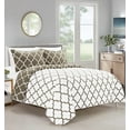 thumbnail image 2 of Reversible 3-Piece Quatrefoil Print Comforter Set - Soft and Plush Medium-Weight Material, King/California King Size, Gray/White, 2 of 5