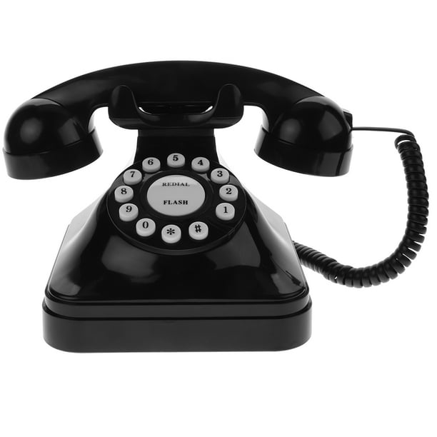 Vintage Retro antiguo teléfono con cable fijo teléfono fijo hogar escritorio decoración (negro)