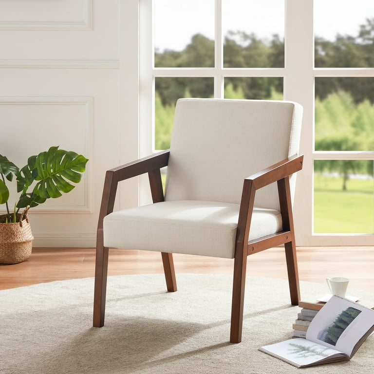 HUIMO Accent Chair Set of 2, Wooden Arm Chair, Mid-Century Modern