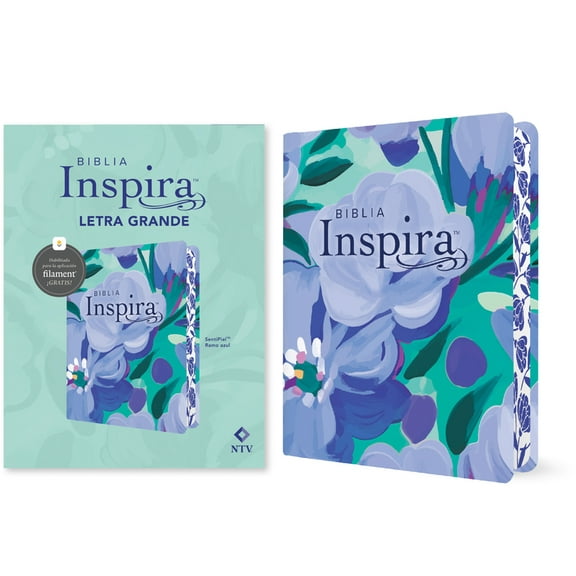 Biblia Inspira Ntv, Letra Grande Con Filament (Sentipiel, Ramo Azul), (Hardcover)
