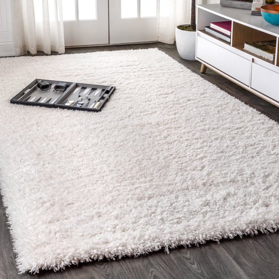 JONATHAN Y ALASKA SHAG 5 x 8 Area Rug, Aydin Plush - Ivory, ALA102B-5