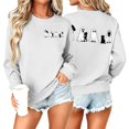 thumbnail image 2 of KEGIRLOM Oversized Halloween Sweaters for Women, Black Cat, Ghost, Pumpkin Print, Long Sleeve, Crew Neck, Halloween Outfits White, 2 of 6