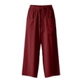 thumbnail image 6 of iHPH7 Linen Pants for Women Flowy Palazzo Pants Loose Boho High Waist Casual Wide Leg Trousers with Pocket Summer Beach Vacation Outfits Linen Beach Pants Women (S-3XL), 6 of 6