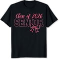 thumbnail image 2 of 100% Cotton Class Of 2026 Senior Girl T-Shirt With Pink Bow Design For Graduation Celebration And School Spirit T-Shirt, 2 of 5