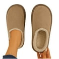 thumbnail image 2 of Xfvqtps Fluffy Slippers for Women Winter Warm Lined Suede Flatform Slip on Furry Cozy Indoor and Outdoor Plush Shoes Mules Khaki, 2 of 9