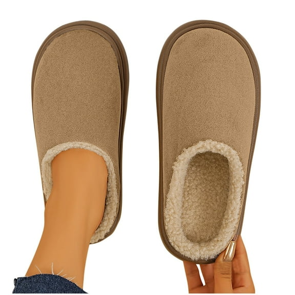 purcolt Women's Slippers Faux Suede Upper House Shoes Warm Lining Platform Slip-On Slippers