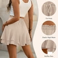 thumbnail image 5 of NICELF Flowy Shorts for Women Boho Ruffle Tiered Womens Skorts Summer Casual High Waist Mini Skirt Double-Layer Floral Skort, Apricot, 5 of 6