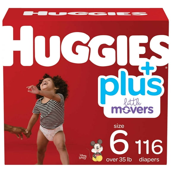 Huggies Little Movers Baby Diapers, Size 6, 96 Ct