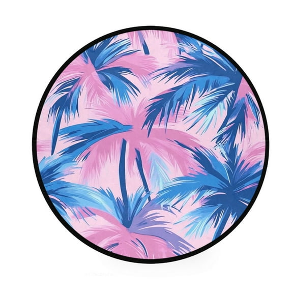 BZSMCE Round Decorative Floor Mat Palm World Pattern 36.2IN