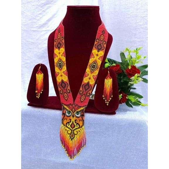 Women's Beaded Long Necklace Bohemian Style Neck Wear Tassel Seed Ukrainian Beaded Jewelry For Gifting Use