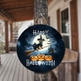 thumbnail image 3 of Happy Halloween Cairn Terrier Witch Pumpkins Bats Round Wood Sign Cairns Dog Lover Hanging Wall Home Decor - 13012, 3 of 5