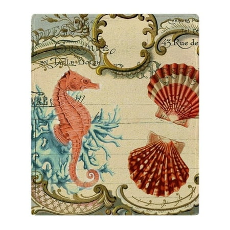 Nantucket Nautical Throw - CafePress - Chic Seahorse Seashells Nautical Bea - Soft Fleece Throw Blanket, 50