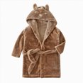 thumbnail image 5 of Boys Girls Soft Coral Fleece Bathrobe,Warm Hooded Sleep Robe with Waist Belt,Cute Cartoon Design,for Toddlers Children 2-12T,Multi-Use Lounge Wear Kids Pajamas,Brown,Size 9-10T, 5 of 9