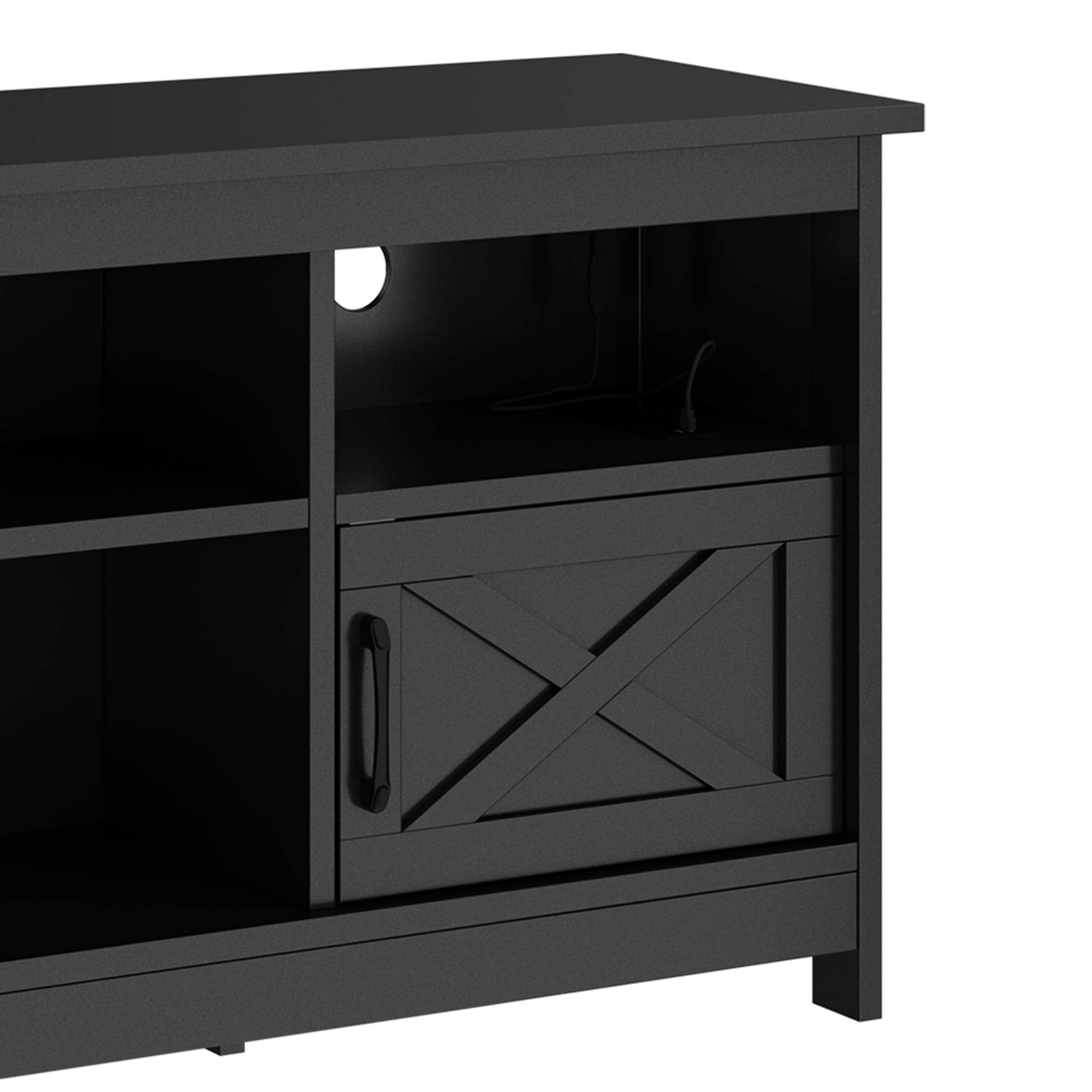 Uforic Farmhouse 59'' TV Stand with Storage Cabinets for Living Room, Bedroom, Black