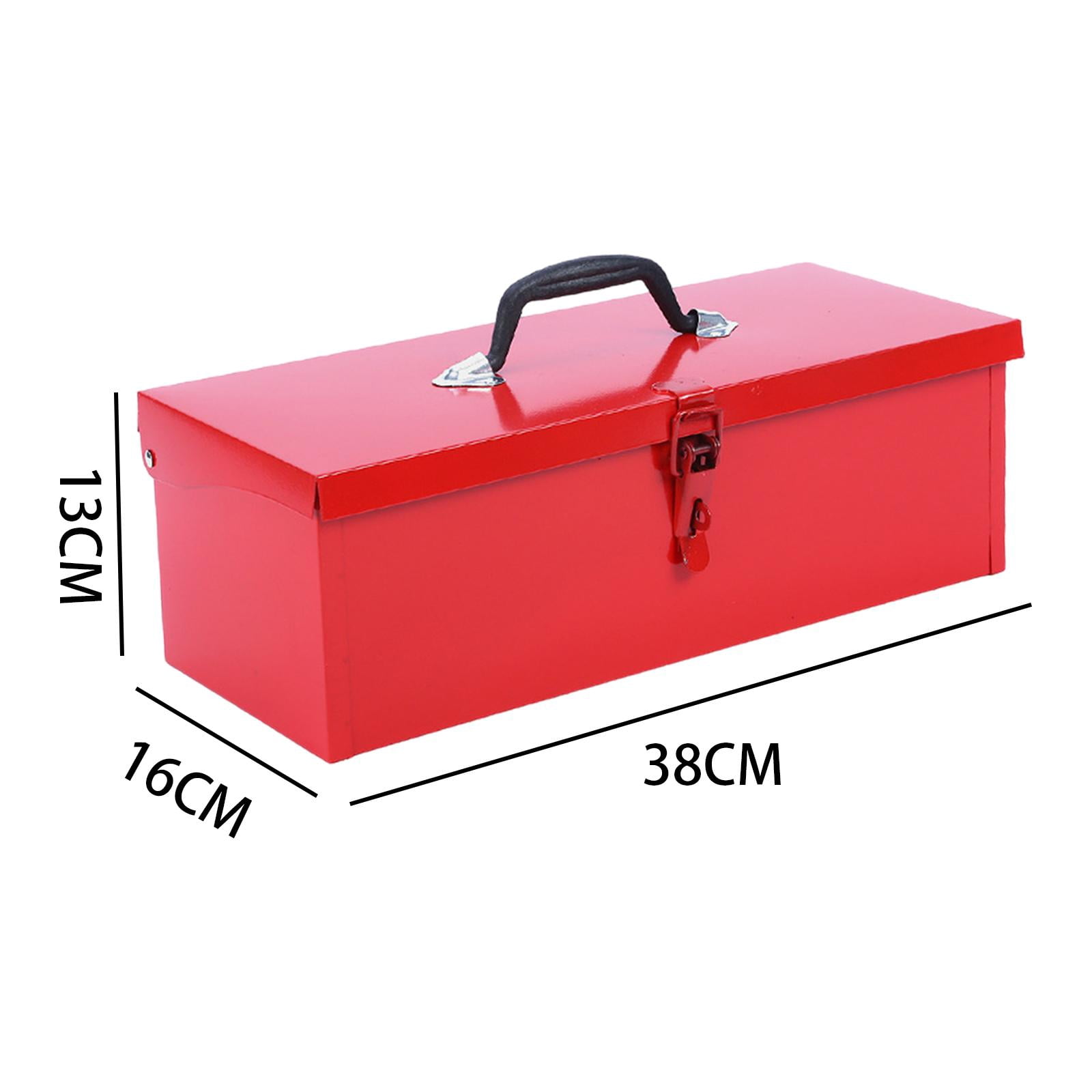 simhoa Hand Tool Case Iron Tool Box Latch Closure Ergonomic Handle Easy Access Tool Chest Multifunction Empty Tool Box for Workshops