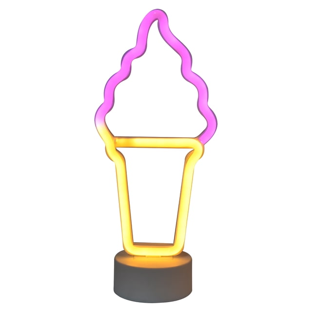 Letrero de neón LED con forma de helado, letrero de neón decorativo con base para habitación de bebé, bar, fiesta de boda