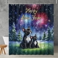 thumbnail image 2 of Happy New Year French Bulldog Family Cheer Winter Midnight Firework Shower Curtain Dog Lover Gifts Waterproof Bathroom Bathtub Curtain - 02025, 2 of 5