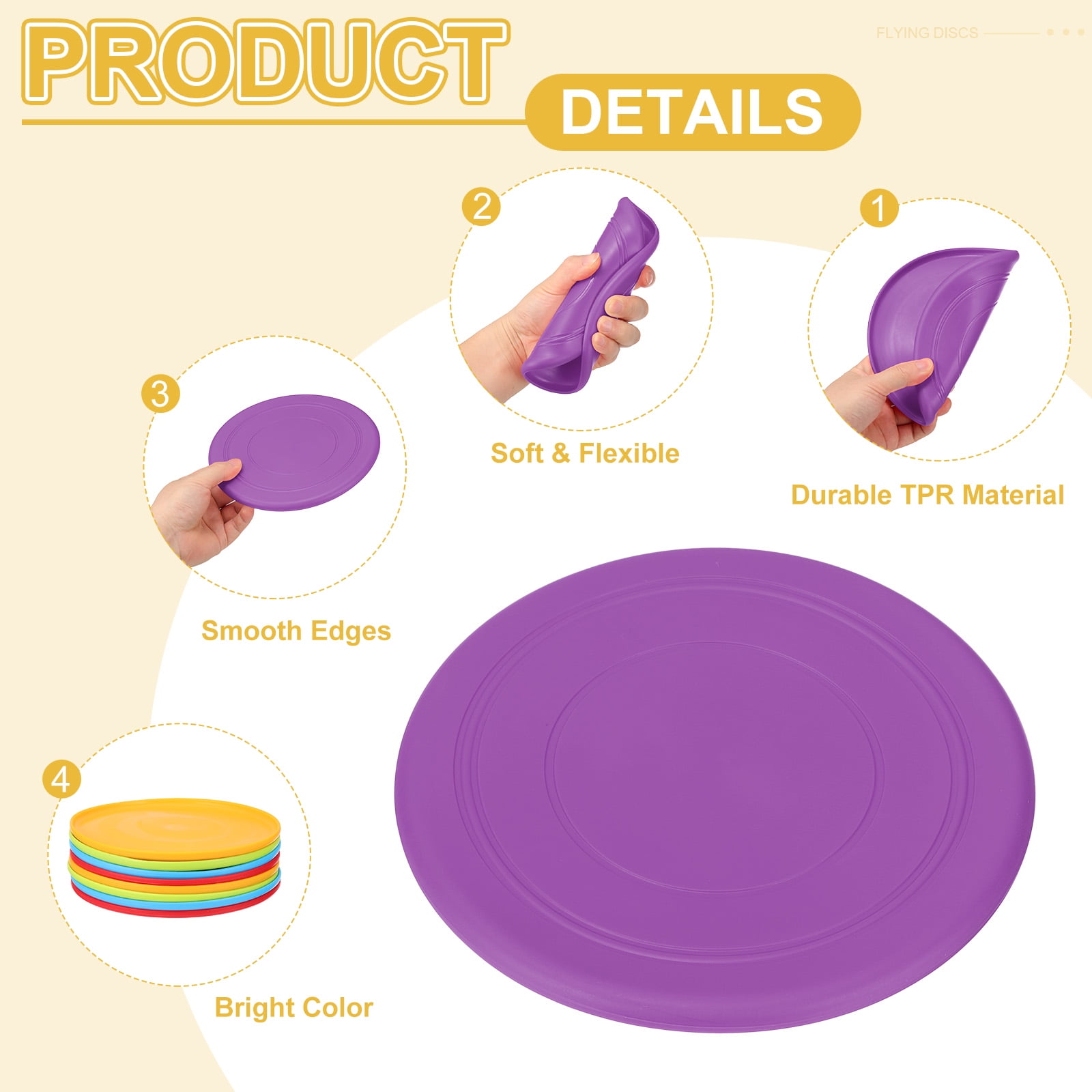 Uxcell Flying Disc, Soft Silicone Colorful Flying Disk Flyer for Outdoor Sports Training Playing Lawn Game Purple
