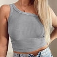 thumbnail image 3 of Pompotops Summer Women Slim Solid Color One Shoulder Vest Sleeveless Short Top, 3 of 5